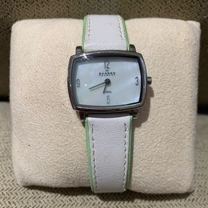 Skagen Denmark Women’s Mother of Pearl Leather Band